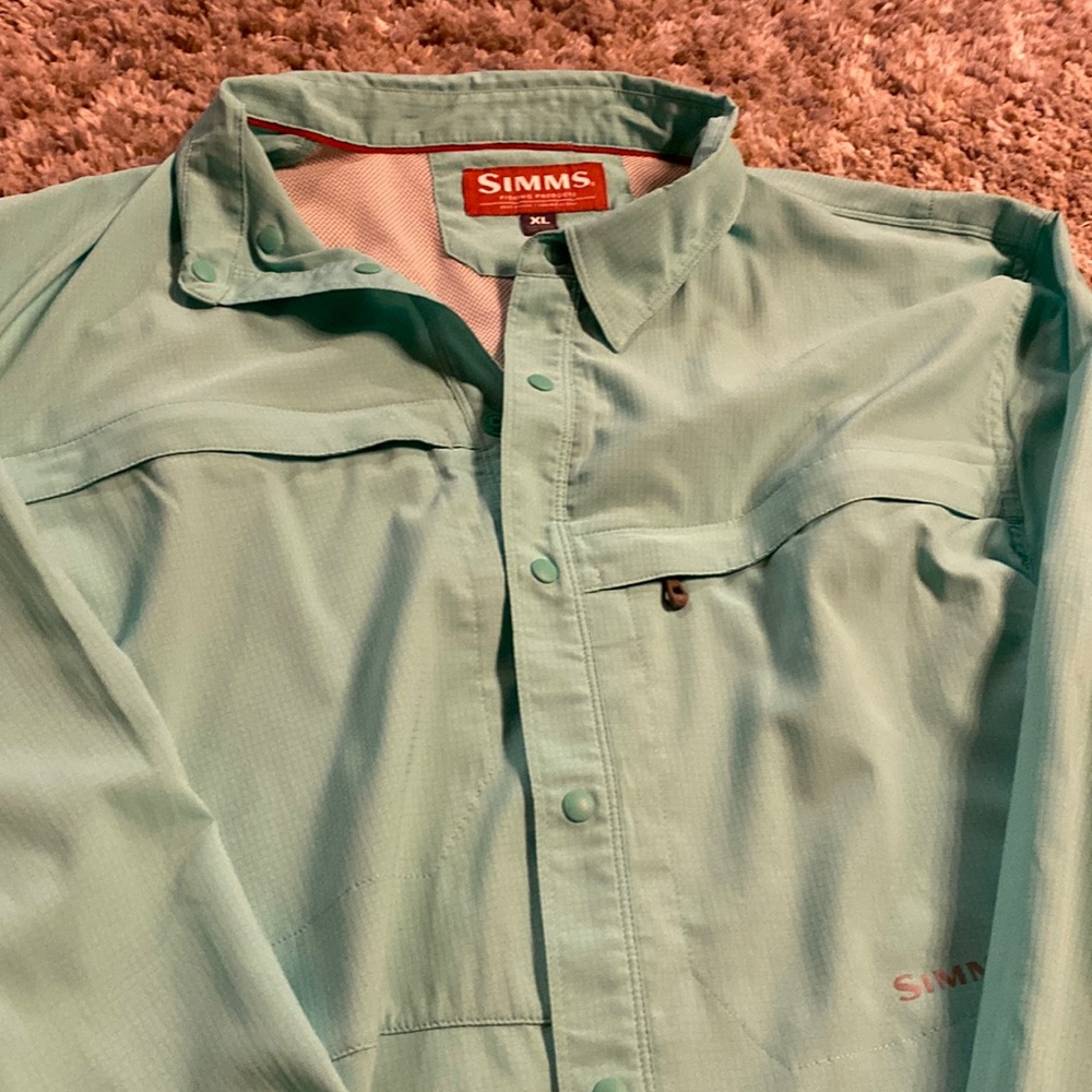 Teal simms fishing shirt